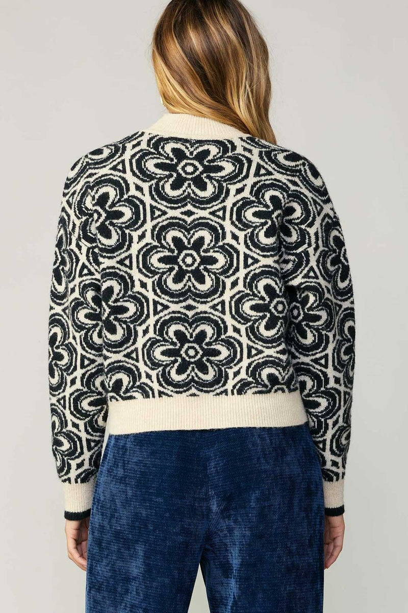 Jacquard Mock Neck Sweater Carole Cohen Collection