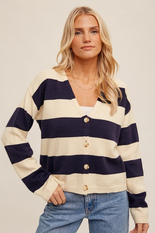 Navy 2025 striped cardigan