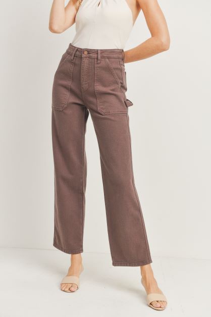 Women's Brown Carpenter Denim Jeans High Rise