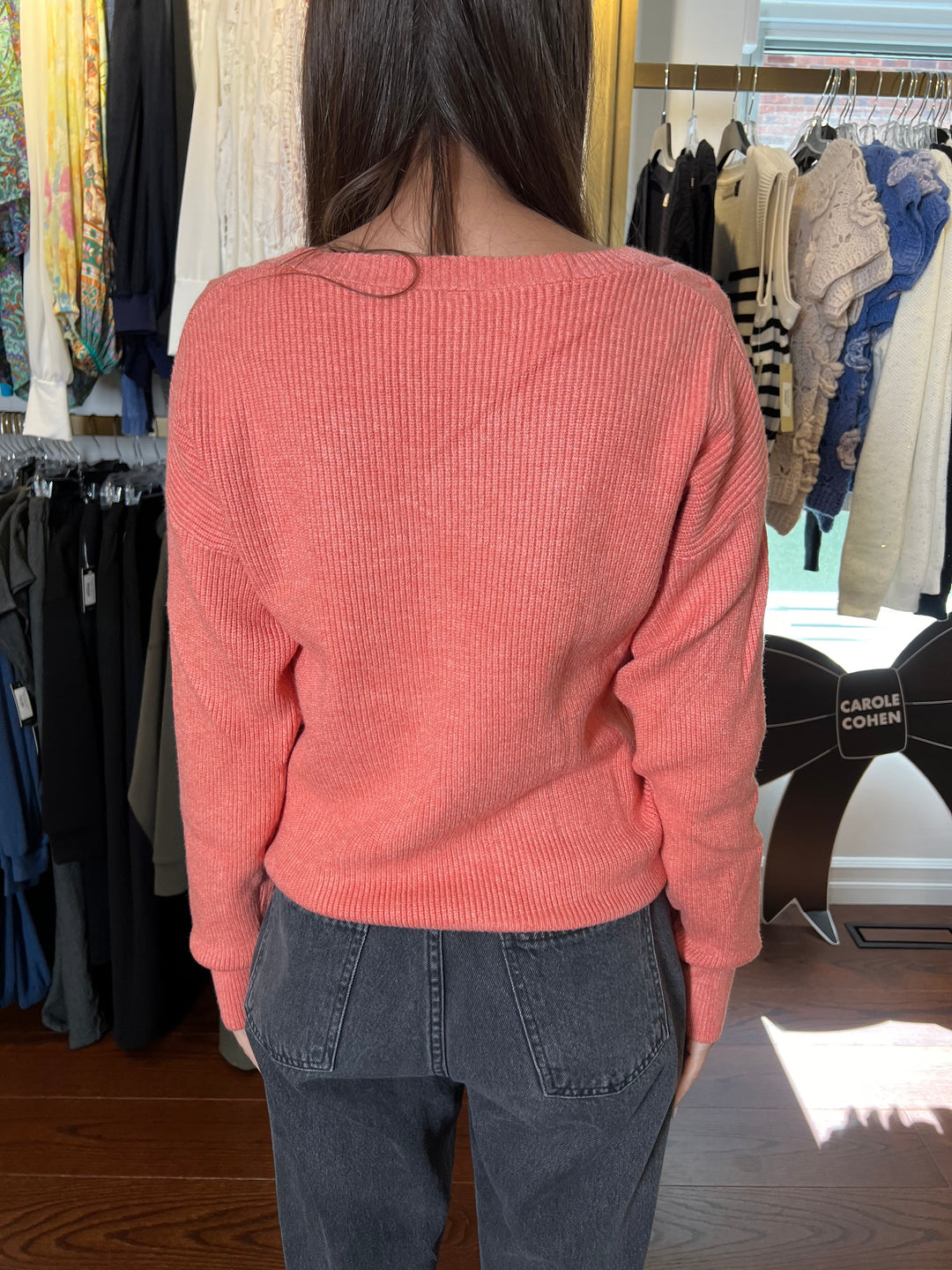 Coral Cable Knit Sweater Carole Cohen Collection