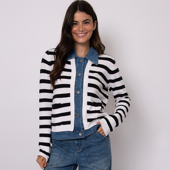 Amorie Denim Cardi 6528 | Carole Cohen Collection